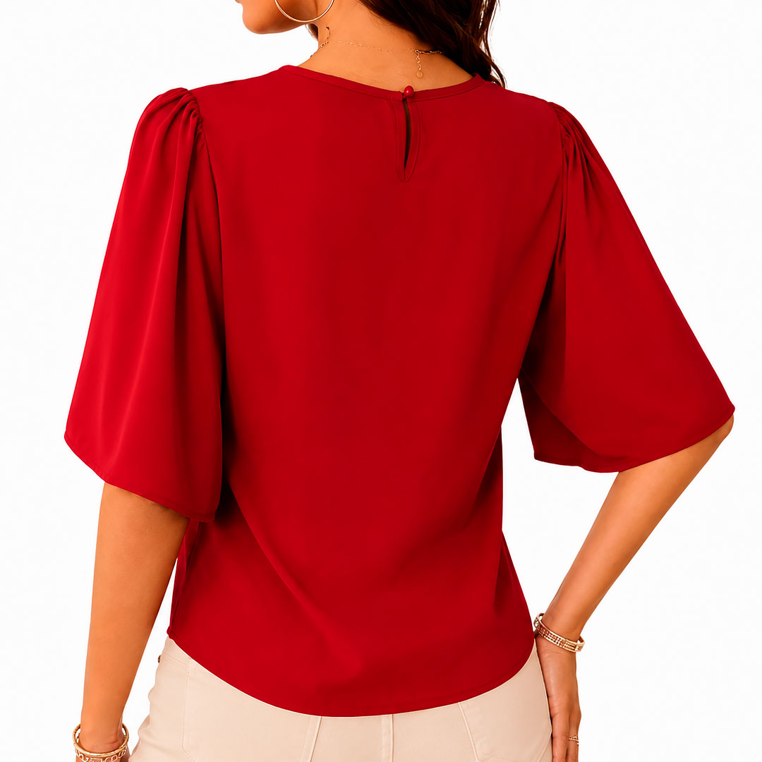 Blusa de Gasa con Mangas Acampanadas para Mujer