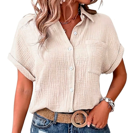 Blusa de Muselina de Algodón Suave para Mujer