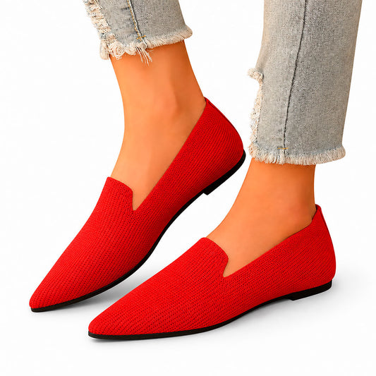 Mocasines Planos Sin Cordones de Punto Transpirable para Mujer