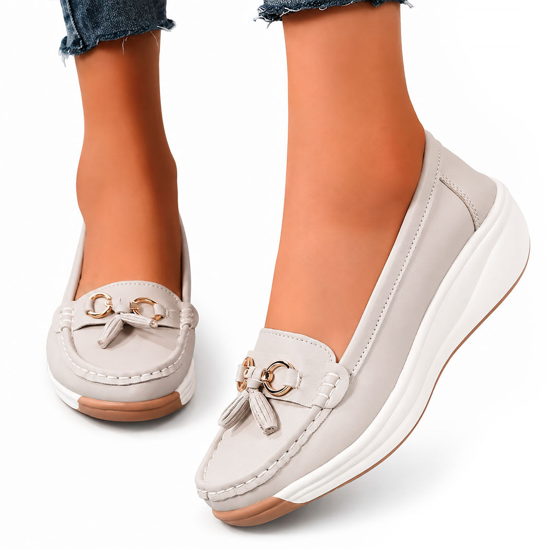 Mocasines Sin Cordones de Piel Sintética con Plataforma para Mujer