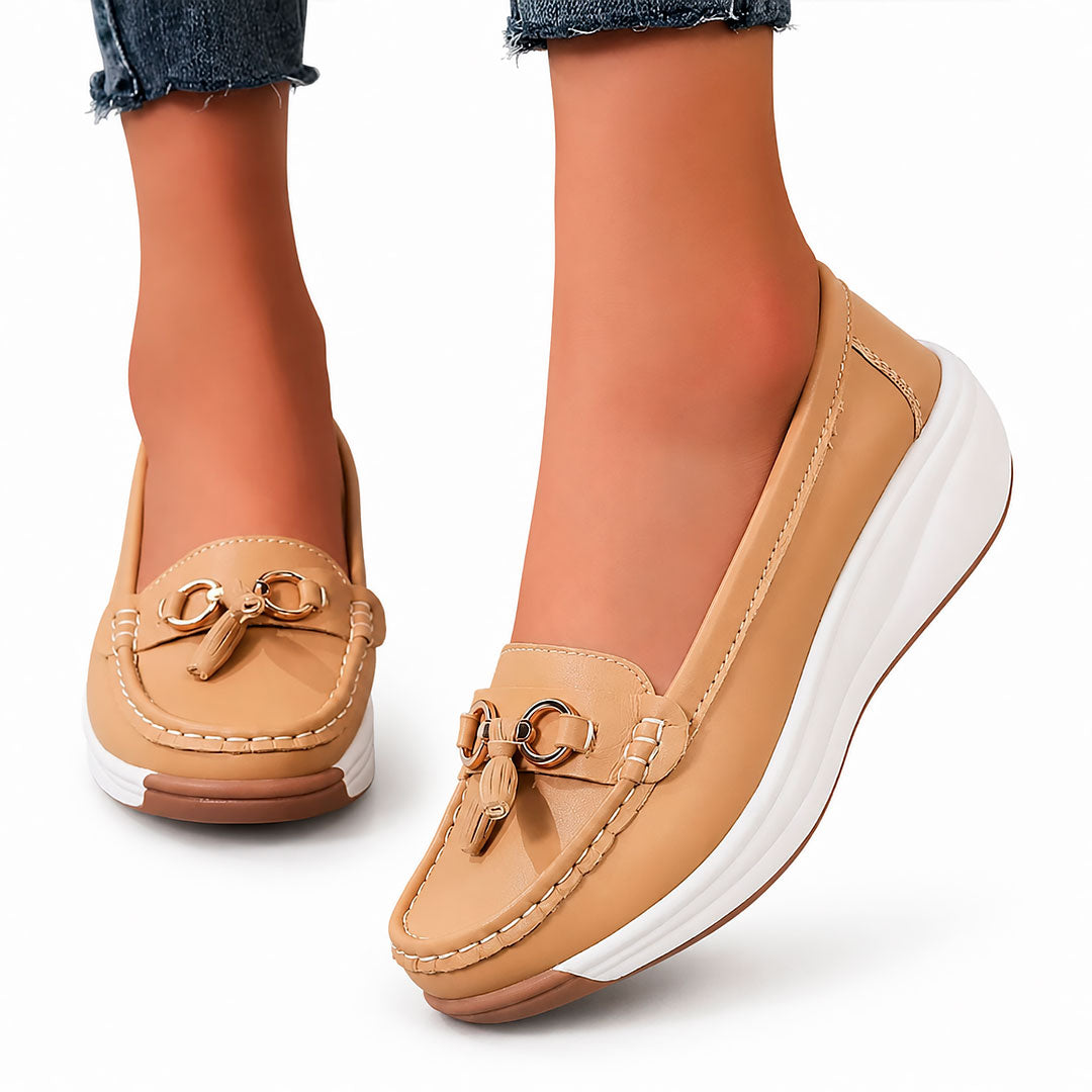 Mocasines Sin Cordones de Piel Sintética con Plataforma para Mujer