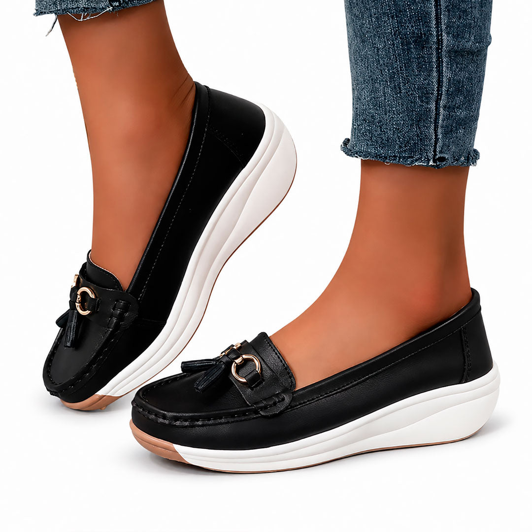 Mocasines Sin Cordones de Piel Sintética con Plataforma para Mujer